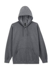 Sweatshirt mit Kapuze und durchgehendem Reißverschluss aus schwerem Materialmix für Erwachsene, Graphitgrau