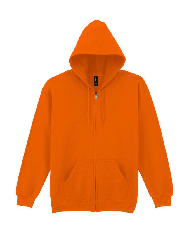Sweatshirt mit Kapuze und durchgehendem Reißverschluss aus schwerem Materialmix für Erwachsene, S Orange – Gildan (1)
