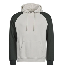 UNLAGERT Zweifarbiger Kapuzenpullover, Zement/Dunkelgrün