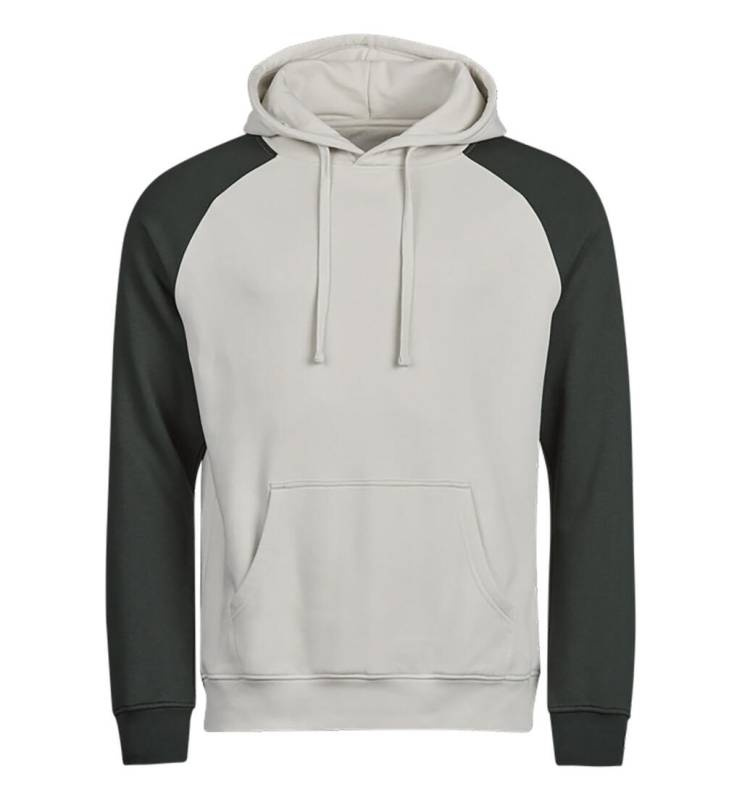 UNLAGERT Zweifarbiger Kapuzenpullover, Zement/Dunkelgrün – Tee Jays (1)