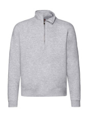 Premium-Sweatshirt mit Reißverschlusskragen, graumeliert