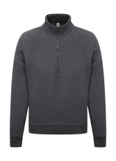 Premium-Sweatshirt mit Reißverschlusskragen, Dunkelgrau meliert