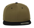 Klassische zweifarbige Snapback-Kappe, olivgrün/schwarz, Oliv/Schwarz