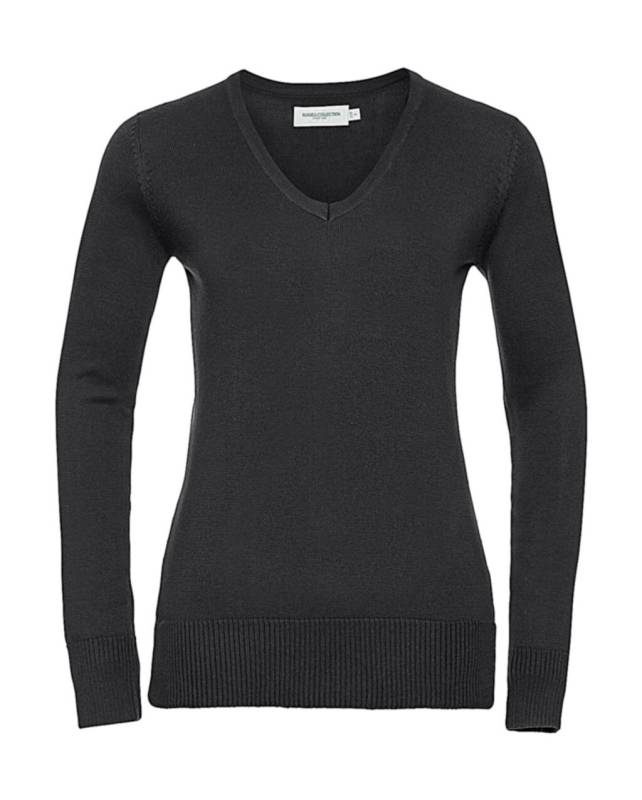 Damen-Strickpullover mit V-Ausschnitt, schwarz – Russell Collection (1)