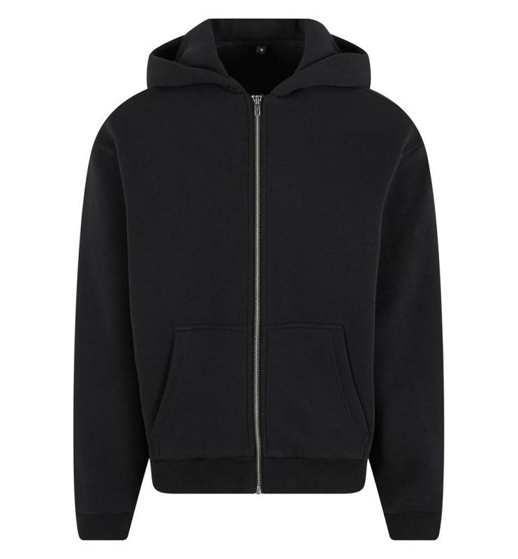 Flauschiger Kapuzenpullover mit Reißverschluss, schwarz – Build Your Brand (1)