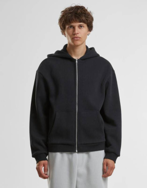 Flauschiger Kapuzenpullover mit Reißverschluss, schwarz – Build Your Brand (3)
