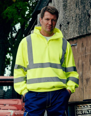 Fluoreszierendes Sweatshirt mit 1/4-Reißverschluss, fluoreszierendes Gelb – Yoko (2)