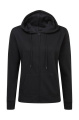 Damen-Kapuzenjacke mit durchgehendem Reißverschluss, schwarz