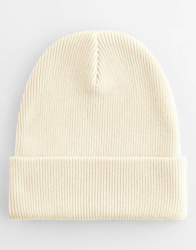 Original Beanie aus Bio-Baumwolle mit Umschlag, gebrochenes Weiß – Beechfield (1)