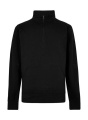 Piqué-Sweatshirt mit 1/4-Reißverschluss, schwarz