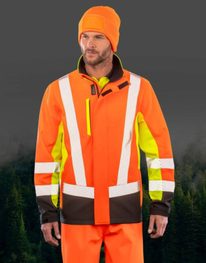 Recycelte, dreilagige, bedruckbare, dreifarbige Sicherheits-Softshelljacke, fluoreszierendes Gelb/fluoreszierendes Orange/schwarz – Result Recycled (3)