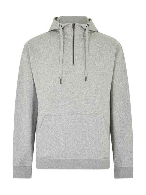 Kapuzenpullover mit 1/4-Reißverschluss in regulärer Passform, graumeliert – Kustom Kit (1)