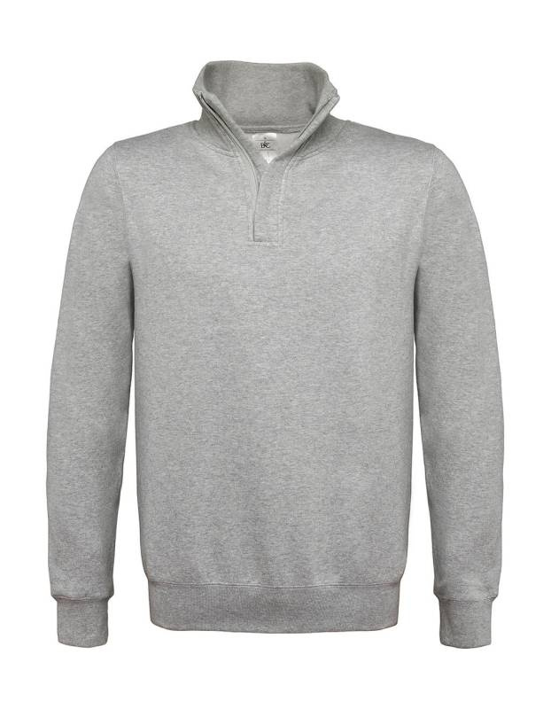 ID.004 Baumwollreicher 1/4-Reißverschluss-Sweatshirt, graumeliert – B&C (1)