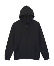 Softstyle Midweight Kapuzenpullover mit durchgehendem Reißverschluss, schwarz