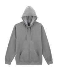 Softstyle Midweight Kapuzenpullover mit durchgehendem Reißverschluss, Sportgrau