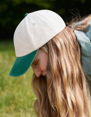 Contrast Peak Low Profile Vintage Cap, Natürliches/Vintage Flaschengrün – Beechfield (3)