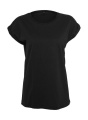 Damen-T-Shirt mit verlängerten Schultern, schwarz