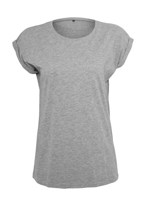 Damen-T-Shirt mit verlängerten Schultern, graumeliert – Build Your Brand (1)