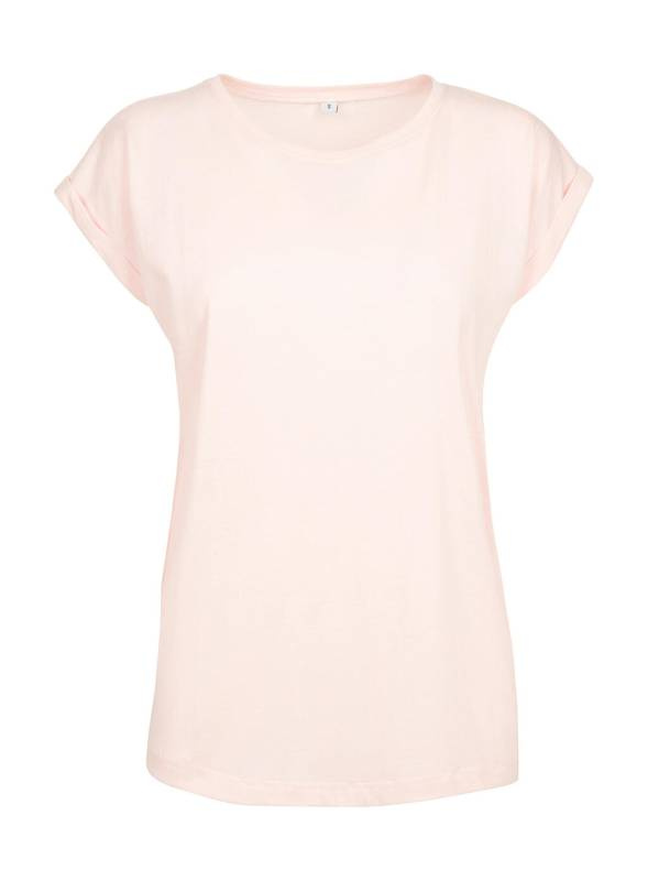 Damen-T-Shirt mit verlängerten Schultern, Rosa – Build Your Brand (1)