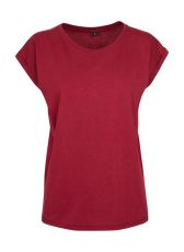 Damen-T-Shirt mit verlängerten Schultern, bordeauxrot