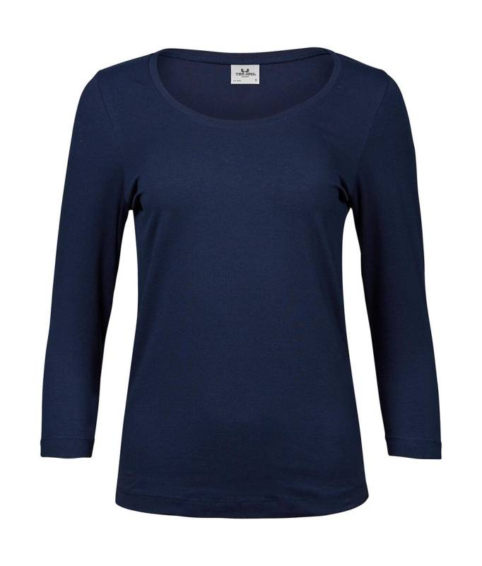 Damen-Stretch-T-Shirt mit 3/4-Ärmeln, marineblau – Tee Jays (1)