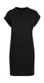 Damenkleid mit Schildkrötenmuster und verlängerten Schultern, schwarz