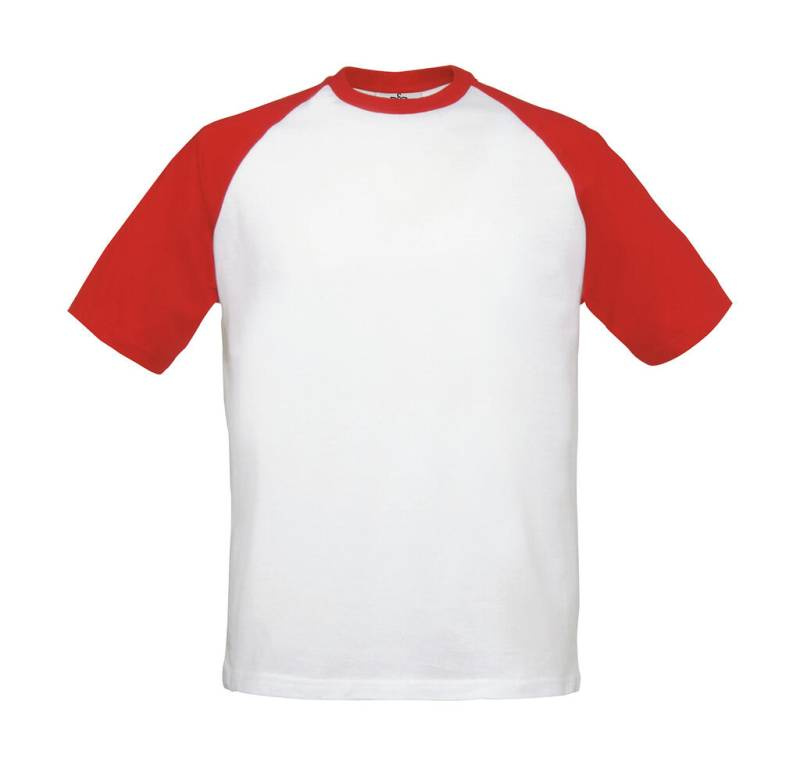 Baseball-T-Shirt, weiß/rot – B&C (1)