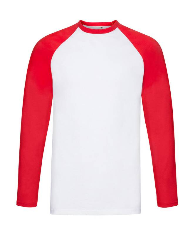 Valueweight Langarm-Baseball-T-Shirt, weiß/rot – Fruit of the Loom (1)