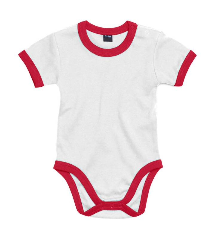 Baby-Ringer-Body, weiß/rot – Babybugz (1)