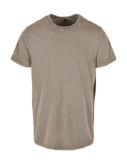Acid-Washed Rundhals-T-Shirt, Dunkelkhaki