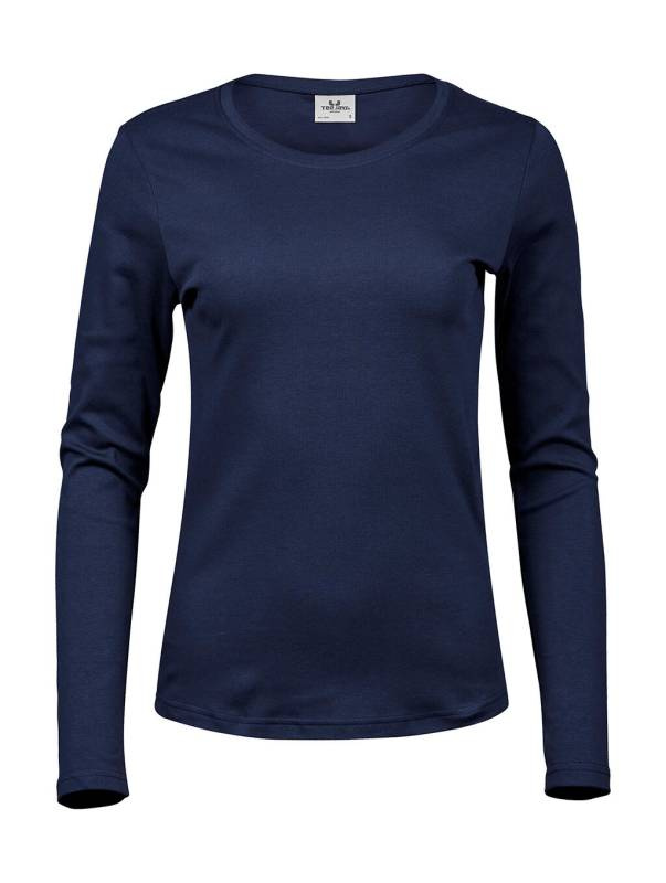 Damen-Langarm-Interlock-T-Shirt, marineblau – Tee Jays (1)