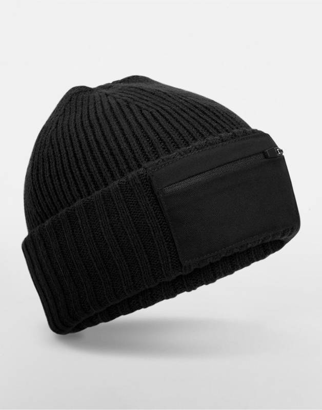 Mütze mit Reißverschluss, schwarz – Beechfield (1)