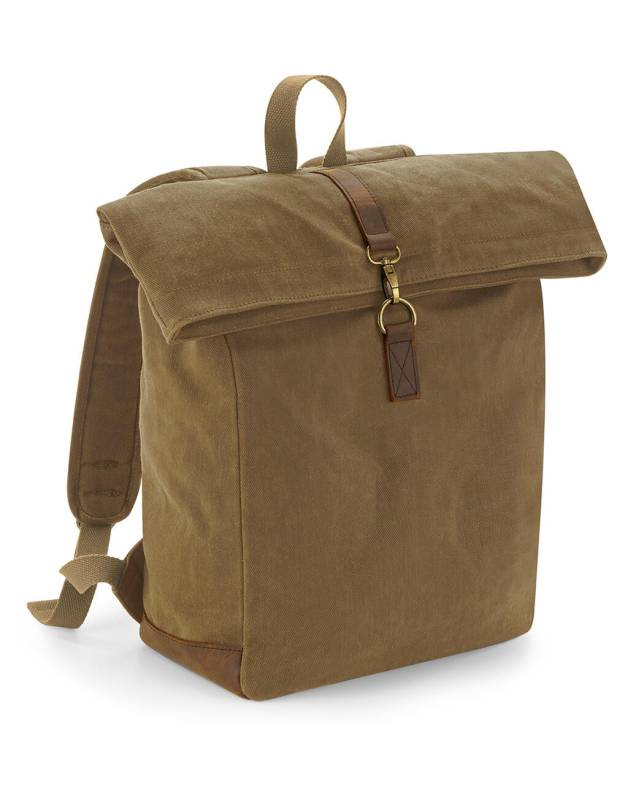 Heritage Rucksack aus gewachstem Canvas, Wüstensand – Quadra (1)