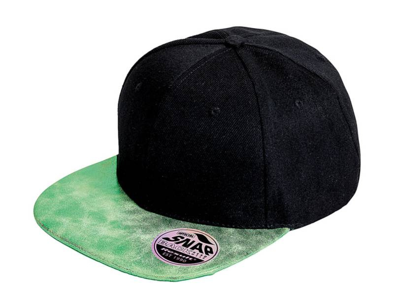Bronx Glitter Flat Peak Snapback Cap, Schwarz/Grün – Result Headwear (1)