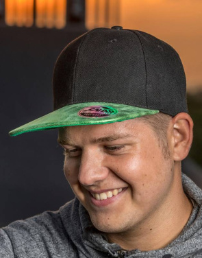 Bronx Glitter Flat Peak Snapback Cap, Schwarz/Grün – Result Headwear (3)