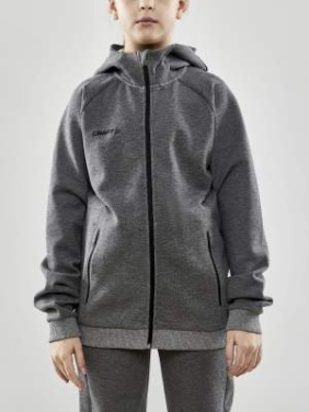 CORE Soul Hood – Jacke mit durchgehendem Reißverschluss (Kinder), Dunkelgrau Melange - Craft (2)