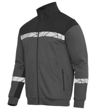 7103 ZIP 9910-VIZ – Sweatshirt, Grau/Schwarz - ProJob (2)