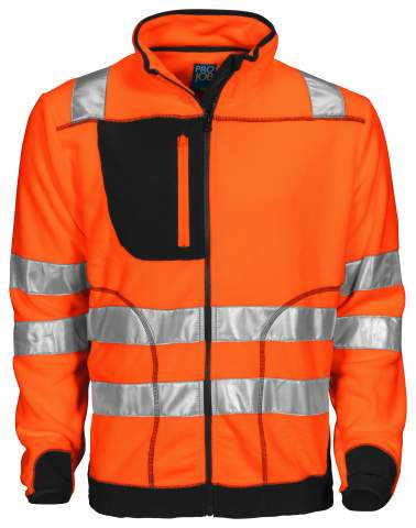 6303 EN ISO 20471 CLASS 3/2 – Fleecejacke, Orange/Schwarz – ProJob (1)