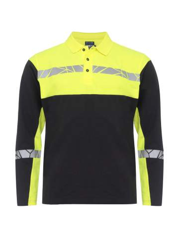 7004 LONG SLEEVE 9910-VIZ – Poloshirt, Schwarz/Gelb - ProJob (1)