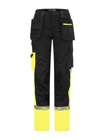 7513 Arbeitshose Damen (Knieprotektorentaschen + HP) 7513 Arbeitshose Damen (Knieprotektorentaschen + HP) 9910-VIZ, Schwarz/Gelb - ProJob (1)