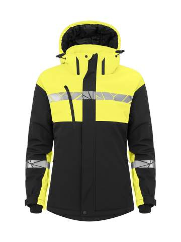 7418 PADDED, 9910-VIZ – Softshelljacke (Damen), Schwarz/Gelb - ProJob (1)