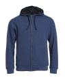 Classic Hoody – Jacke mit durchgehendem Reißverschluss, blaue Melange