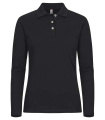 Stretch Premium L/S – Poloshirt (Damen), Schwarz