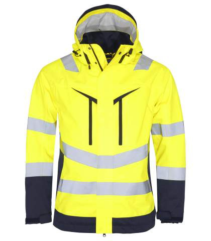 6455 EN ISO 20471 CLASS 3 – Hardshelljacke, Gelb/Marineblau – ProJob (1)