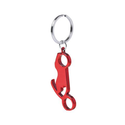 Schlüsselanhänger mit Flaschenöffner Blicher, Rot - Makito