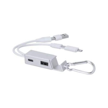 USB-Ladegerät-Hub Leony, Silber – Makito (2)