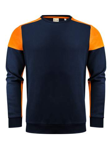 Prime Sweater – Sweatshirt mit Rundhalsausschnitt (Unisex), Marineblaublau/Neonorange - Printer PRIME (1)
