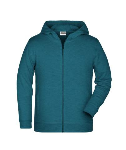 Children's Zip Hoody OCS Blended & RCS, petrol-melange – James & Nicholson (1)