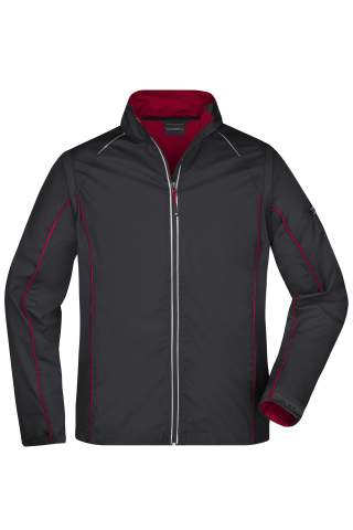 Men's Zip-Off Softshell Jacket, black/red – James & Nicholson (1)