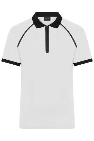 Men's Zip-Polo, white/black – James & Nicholson (1)